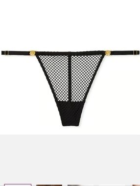 Victoria's secret very sexy fishnet adjustable v-string panty BLACK MEDIUM
